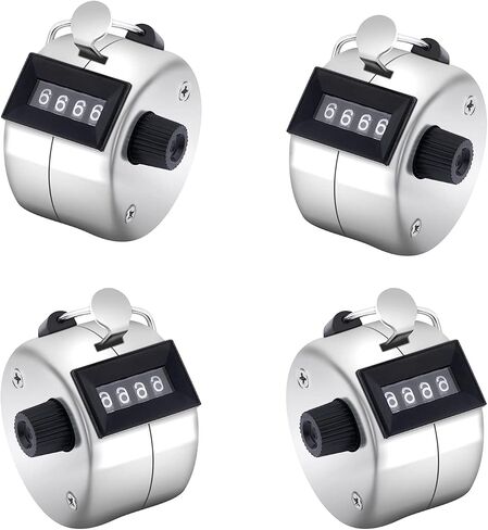 Helonge Hand Tally People Counter, 4 Pcs 4 Digit Hand Held Manual Golf Shot Counter Scorer Mechanical Palm Clicker for Counting in Saudi Arabia