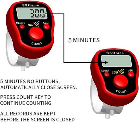 Tally Counter Clicker: Digital Finger Counter Tasbeeh Handheld, Pitch Counters for Accurate Tracking in Coaching, Knitting, Fishing, Golf, and Rowing. Beeps at Every 100 Counting in Saudi Arabia