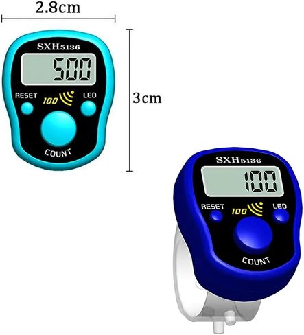 Tally Counter Clicker: Digital Finger Counter Tasbeeh Handheld, Pitch Counters for Accurate Tracking in Coaching, Knitting, Fishing, Golf, and Rowing. Beeps at Every 100 Counting in Saudi Arabia