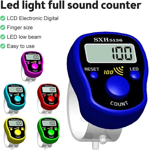 Tally Counter Clicker: Digital Finger Counter Tasbeeh Handheld, Pitch Counters for Accurate Tracking in Coaching, Knitting, Fishing, Golf, and Rowing. Beeps at Every 100 Counting in Saudi Arabia