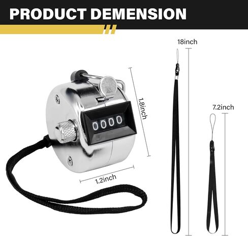 BGJRBY 3 عبوات معدنية من عداد النقر اليدوي، 4 أرقام عدد الفرس مع علبة معدنية عداد ميكانيكي للتدريب، والحياكة، واللفة، وصيد الأسماك، والجولف والصف مع حبل 2 من النايلون، فضي in Kuwait