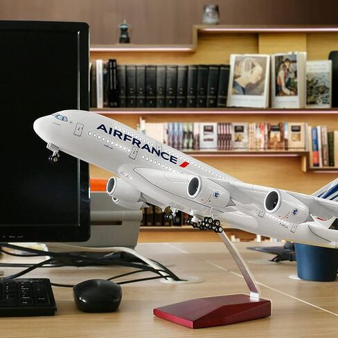 ANDSYYDS 1:160 Scale Large Model Airplane Airbus A380 Air France Plane Model Diecast Plastic Resin Model Planes for Collection or Gift (with Light, White) in Kuwait