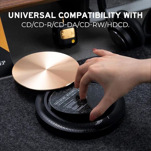 مشغل أقراص مضغوطة محمول مع بلوتوث، شاشة OLED، مشغل أقراص مضغوطة صغير الحجم قابل لإعادة الشحن للسيارة/الدراسة/السفر (T-CP8 أسود) in Kuwait