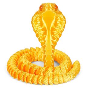 3D Printed Snake 3D Printed Animals 26in Printed Cobra Fidget Toys for Adults 3D Printed Articulated Cobra Flexiable Crystal Snake Toys for Home Office Decor (Red Gold)