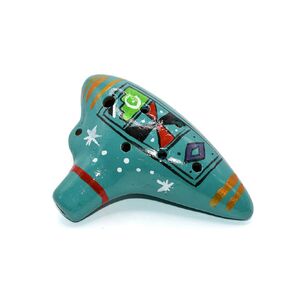 Ocarina Musical Instrument - Made with Clay - Non Toxic - Non Plastic - Handmade with Clay - HandPainted Teal - Teal Whistle - Flutes