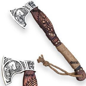 [Viking Tools] 22"Two Handed Large Berserker Axe, Large Norse Axe,Scandinavian Style Viking Axe Double Headed ax, Functional Viking Battle ax, History of Viking Norse Mythology(Large Norse Axe real)