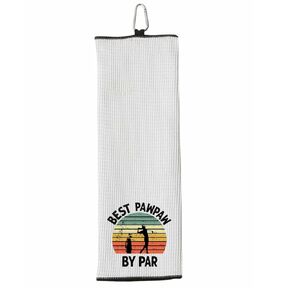 Best Pawpaw By Par Tri-fold 100% Microfiber Waffle Weave Golf Towel for Grandpa (Black)