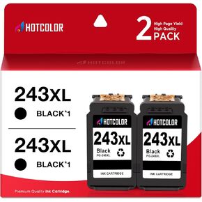 HOTCOLOR PG-243 CL-244 Replacement for Canon Ink cartridges 243 and 244 for Canon 243 Black Ink for Canon mg2522 Ink cartridges PIXMA TS3120 TS3122 MX492 MG2525 TR4520(1Black/1Tri-Color, 2PK)