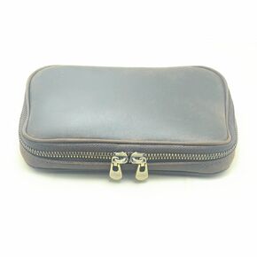 Genuine Leather Small Travel Toiletry Bag For Men Dopp Kit bag Handmade Vintage Mens Women Sturdy Zipper Wallet DarkBrown