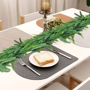 6ft Christmas Real Touch Norfolk Pine Garland Table Garland, Artificial Faux Greenery Garlands for Mantle Indoor Home Decor Xmas Holiday Seasonal