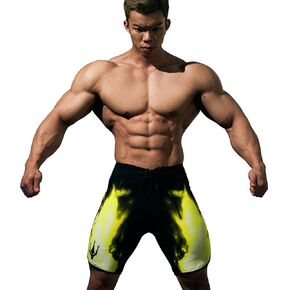 FIED V6 IFBB Mensphysique Board-Shorts (Blazing Yellow) (30)