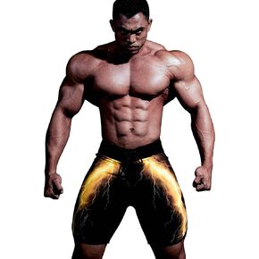 FIED IFBB 15inch Mensphysique Board-Shorts Posing Trunks Competition Swim Summer NPC (32, JovenThunder_Yellow)