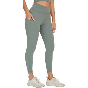 Women's Crossover Waist Yoga Leggings Soft High Stretch Sports Tights with Pocket