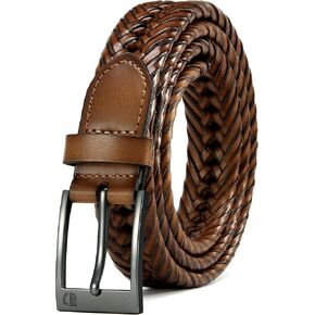 CHAOREN Leather Braided Belts for Men - 1 1/8" Mens Casual Woven Leather Belt for Dress Pants