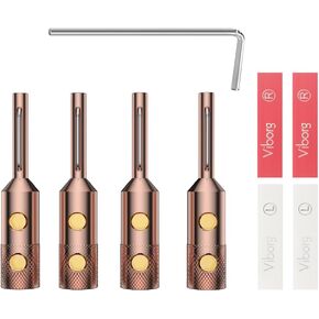 Viborg VB401R Audiophile Speaker Banana Plugs 4MM Pure Copper Screw Locking Speaker Plug Connectors for Speaker Wire, Home Theater, AV Receiver, Amplifiers and Sound Systems 4PCS (Rhodium Plated)