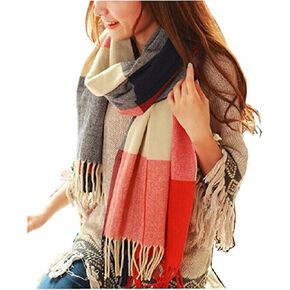 YSense Women's Long Plaid Blanket Scarf Chunky Oversized Winter Fall Warm Scarf Big Tartan Scarves Wrap Shawl Ladies Gifts
