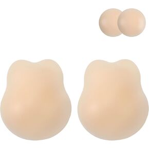 AMFLOWER Adhesive Bra, Push Up Sticky Bra，Silicone Bra for Backless Dress with Nipple Covers Invisible Strapless Bra