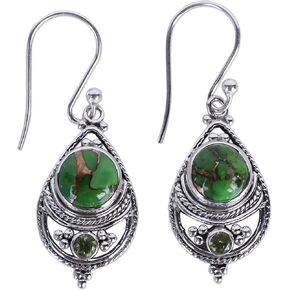 NOVICA Artisan Handcrafted Turquoise Dangle Earrings | Dangle Earrings For Women Sterling Silver | Vintage Birthstone Earrings | Elegant Turquoise Earrings | Green Chalcedony Dangle Earrings