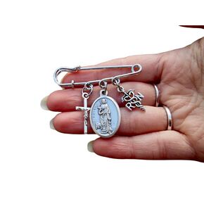 SAINT AGATHA Safety Pin Brooch- Nurse Lab Coat Pin -Patron Saint Nurses- Graduation Gift-RN Pin-Nurse Gift- Registered Nurse Graduation