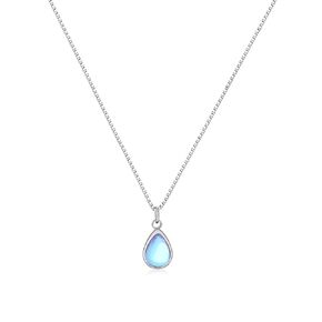 Moonstone Silver Necklace for Women Sterling Silver Pendant Necklace Gemstone Necklace Teardrop Necklace Moon Stone Necklaces for Gift