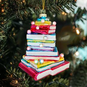Christmas Book Tree 3D Glass Ornament, Book Tree Glass Ornament, Book Lover Gift, Bookworm Gifts, Xmas Winter Holiday Gift, Book Christmas Tree, Christmas Gift