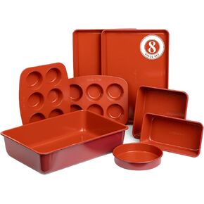 Larder & Vine 8-Piece Bakeware Set | Non-Stick Baking Set with Ceramic Finish | PFAS, PFOA, PTFE, and BPA Free Baking Essentials | Baking Sheets, Muffin Tins and Assorted Baking Pans | Limoncello in Saudi Arabia