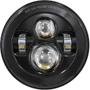 BICYACO DOT 7 Inch Halo LED Headlight 7" Headlamp with White Halo for Electra Glide Street Glide Fat Boy Road King Heritage Softail Switchback Black