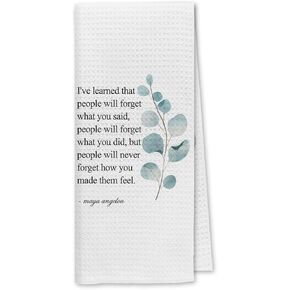 Dibor Maya Angelou Quote Kitchen Towels Dish Towels Dishcloth,I've Learned That People Will Forget What You Said Decorative Absorbent Drying Cloth Hand Towels Tea Towels for Bathroom Kitchen