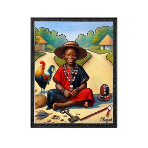 Elegua.5x7 Framed Picture of Eleguá the ruler of all crossroads.Cuadro 5x7 de Elegua,el que abre o cierra los caminos.