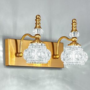 Modern Wall Sconce Set of Two Indoor Wall Lamp Gold Vintage Wall Sconces Glass Wall Light Bathroom Vanity Light Fixture Wall Mounted Room Sconce Wall Lighting