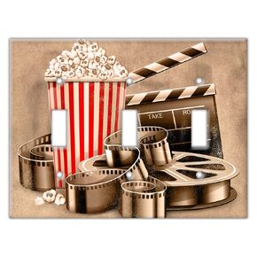 Decorative Wall Switch Cover Plate - Vintage Cinema Decor Switch Plate - Beautiful and Perfect for Movie Theatre and Home Entertainment Room (Single Outlet Cover)