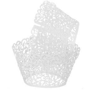 uxcell 50 Pcs Cupcake Wrappers, Hollow Out Cupcake Liner Baking Muffins Liners Paper Cups for Wedding Birthday Party Decoration Baking Cake Desserts Champagne (Vine, Pearlescent Paper) in Kuwait