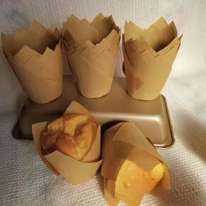 200 Tulip Cupcake Liners for Baking Cups, Food Grade Parchment Paper Muffin Liners Holders, Standard Tulip Cupcake Liners, Greaseproof Cupcake Wrappers for Party, Christmas MSENYPIN (Natural)
