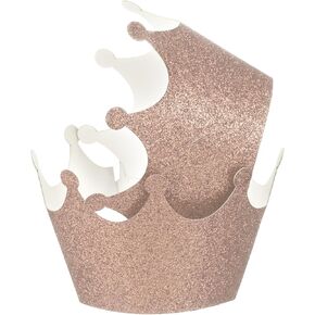 uxcell 50 Pcs Cupcake Wrappers, Hollow Out Cupcake Liner Baking Muffins Liners Paper Cups for Wedding Birthday Party Decoration Baking Cake Desserts Silver (Crown, Paper)