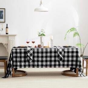 EVERLY 100% Pure Linen Rectangle Tablecloths 84Lx60W Inch for Dining,Parties,Weddings and Restaurants,Decorative Halloween,Thanksgiving,Christmas Table Cloth Machine Washable Tablecloth-Natural Linen