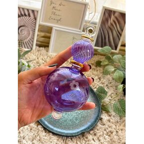Les Trois Pyramides' Egyptian Unique Christmas Tree Hand-Blown Glass Home Decor Ornament Gifts Detailed with 14-Karat Gold: Violet Engraved