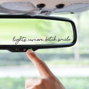 Lights Camera Bi*ch Smile Mirror Decal Women Car Decal Window Sticker Positive Affirmation Makeup Mirror Decal Bathroom Mirror Sticker Motivational Quote 4.5 inch Pack of 2 (Holography)