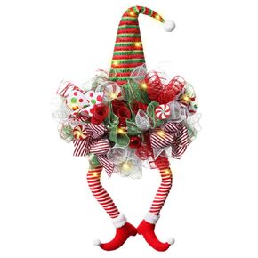 Christmas Believe Mesh Door Wreaths with Lights, Artificial Christmas Front Door Outside Wreath with Lights, Thanksgiving Deco (Believe)