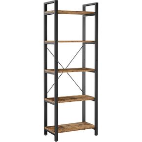 IRONCK Bookshelf 5-Tier Ladder Shelf 110 lbs or Shelf Vintage Industrial Style Bookcase for Home Decor, Office Decor