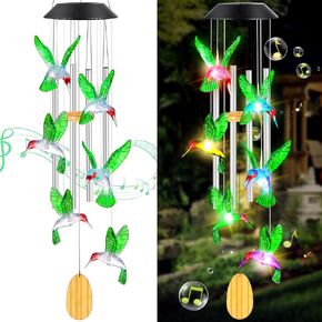 Womens Gifts for Christmas Birthday Gifts for Women Mom Grandma Gifts Hummingbird Wind Chimes Solar Lights for Outside Outdoor Yard Home House Patio Garden Gardening Decor Gifts for Mom Sister