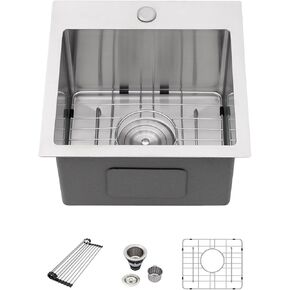25 Drop In Kitchen Sink - Beslend 25x22 Inch Stainless Steel Kitchen Sinks Ledge Workstation Sink 16 Gauge Top Mount Sink Handmade Single Bowl Kitchen Sink with Accessories