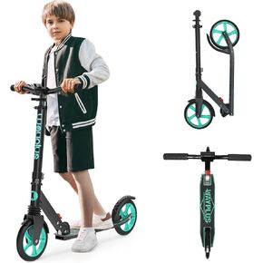 Kick Scooter for Ages 6+,Kid, Teens & Adults. Max Load 240 LBS. Foldable, Lightweight, 8IN Big Wheels for Kids, Teen and Adults, 4 Adjustable Levels. Bearing ABEC9