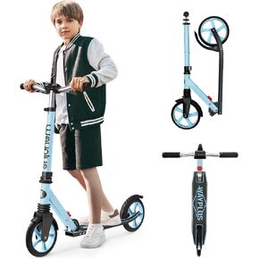WAYPLUS KS1 Kick Scooter for Kids Ages 6+, Teens & Adults, 8IN Big Wheels, Foldable Scooter with Adjustable Handlebar, Front Suspension, Carry Strap, 240 lb Capacity, ABEC-9 Bearings | FED Fitness in Kuwait