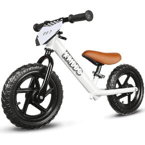 KRIDDO Toddler Balance Bike 2 Year Old, Age 24 Months to 5 Years Old, 12 Inch Push Bicycle with Customize Plate (3 Sets of Stickers Included), Steady Balancing, Gift Bike for 2-3 Boys Girls
