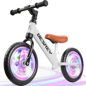 besrey Colorful Lighting Balance Bike 2 Year Old, Toddler Balance Bike with Strong Iron Frame, EVA Flat-Free Tires and Adjustable Seat for 2-5 Year Old Boys and Girls Birthday Gift Toys