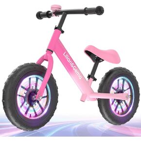 Lilian&Gema Balance Bike, Colorful Lighting Toddler Balance Bike, No Pedal Toddler Bikes with Adjustable Handlebar & Seat, 12-Inch Wheel, Suitable for Boys and Girls Ages 2 3 4 5
