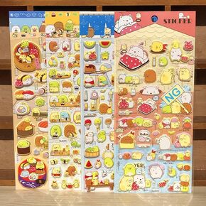 4 Sheet 120PCS Kids Cartoon Fun Stickers, Fantasy Glow-in-The-Dark, Mini Stickers for Kids, Cute Animals, Cat Stickers, Bear Stickers, Japanese Sushi Stickers, Light up The Wonderful World for Kids