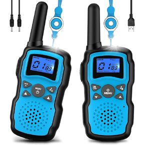 Wishouse Walkie Talkies for Kids Rechargeable Long Range,4 5 6 7 8 Year Old Boy Girl Birthday Gift,Camping Games Cool Toys Ideas for Children with 6000mAh Batteries,Flashlight,Lanyard,2 Pack Pink Blue