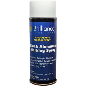 Brilliance Laser Inks 12 Oz Aluminum Laser Marking Spray - Black, Anti Clog Permanent Metal Engraving Aerosol Compatible with Fiber, YAG, Diode, and CO2 Engraver Machine