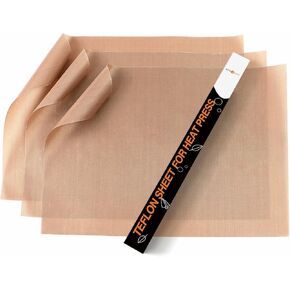 HTVRONT Teflon Sheets for Heat Press - 3 Pack Non Stick PTFE Teflon Sheet Reusable 12 x 16" Teflon Paper Heat Resistant Teflon Mat(Brown)
